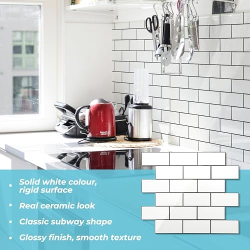 STICKGOO Peel and Stick Backsplash on Subway Tile, Glossy White - Image 3