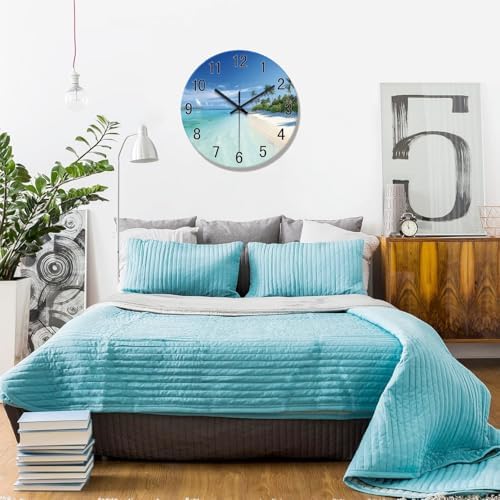 XFM Blue Beach Coastal Wall Clock 16 Inch Silent Seascape - Image 3
