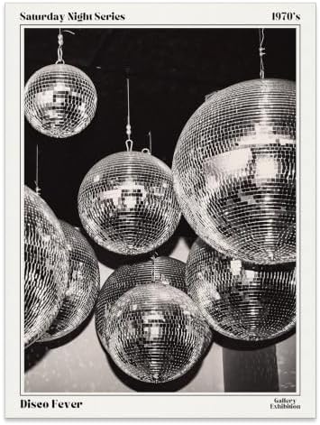 70s Disco Ball Wall Art 12x16in Unframed Vintage Black and White Newspaper by Unknown