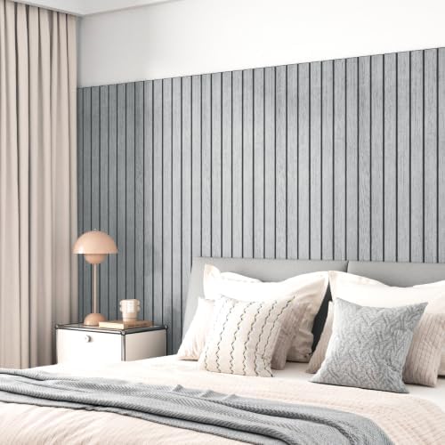 Wallercity White/Grey Waterproof 3D Wood Slat Wall Panels - Image 2