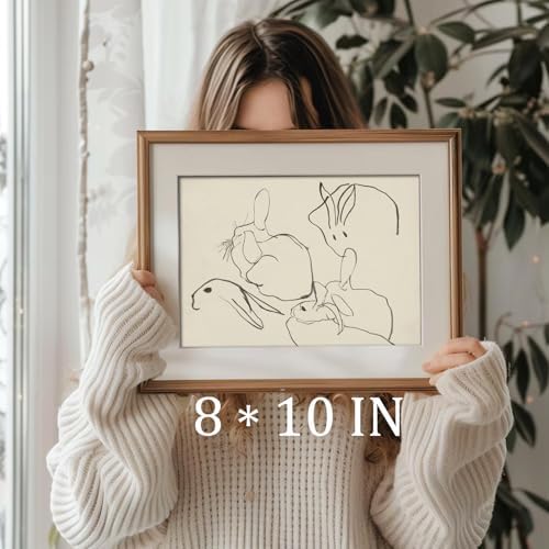 uniro Abstract Easter Bunnies Wall Art Decor, Animal Rabbit Drawing Etching - Image 3