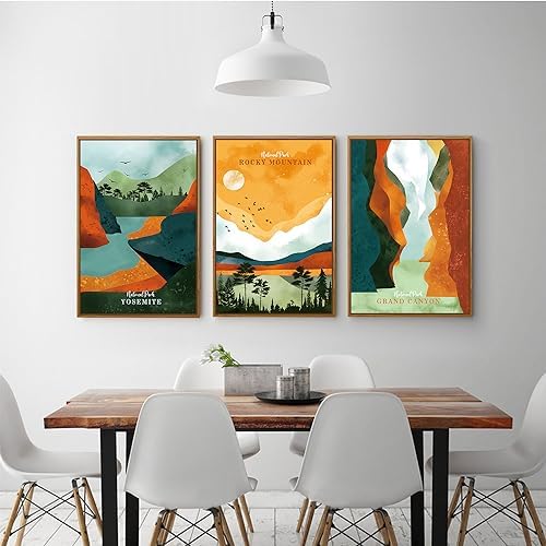 CHDITB National Park Framed Canvas Wall Art Set, Grand Canyon Yosemite Rocky - Image 4