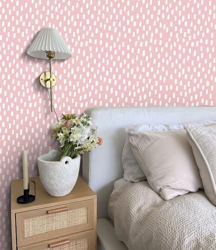 HAOKHOME Peel and Stick Wallpaper Pink White Girly Kids Room 17.3in x32.8ft - Image 6