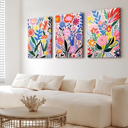 Flower Market Wall Art Set of 3 Floral Wall Decor Henri Matisse Canvas Wall Art - Image 5