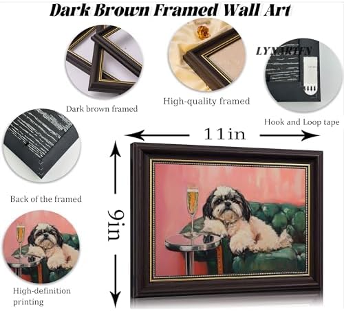 Dark Brown Framed-Funny Dog Wall Art, Whimsical Dog - Image 5