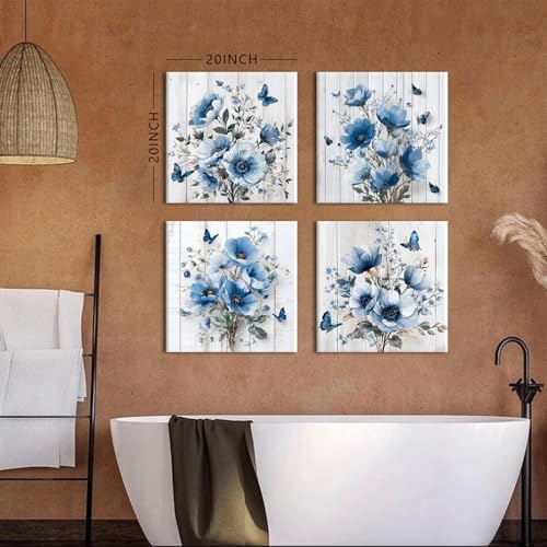 Farmhouse Floral Wall Decor Flower Pictures Butterfly Wall Art - Image 3