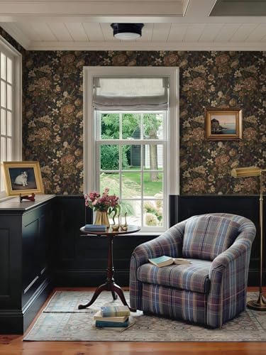 Dimoon Vintage Peel and Stick Wallpaper Dark Blue Floral Contact Paper - Image 5