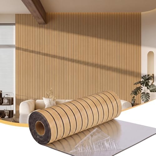 Geelin Peel and Stick PVC Wood Slat Wall Panel Decor 118" x 15.75" by Geelin