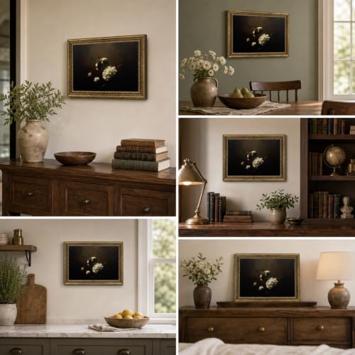 Vintage Gold Framed Bee Hydrangea Canvas Wall Art 12x16 Inch - Image 7