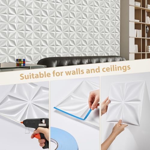 Heikki 30 Pack 3D Wall Panel for Interior Wall Décor, PVC Flower Textured Wall - Image 3