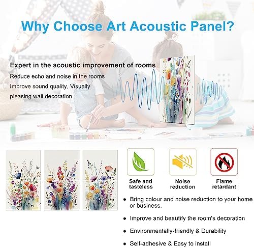 JBER Art Acoustic Panels 47.2" x 27", Wild Flowers - Image 4