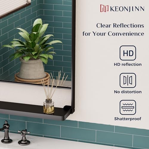 Keonjinn 30 x 36 Inch Black Bathroom Mirror - Image 7