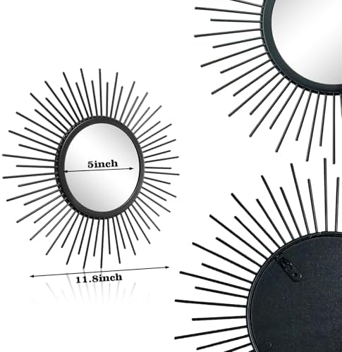 3 Set Sunburst Round Mirrors for Wall Decor Bedroom Bathroom - Image 6