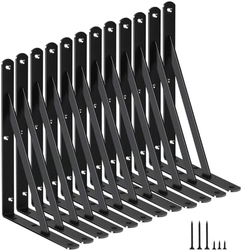 12 Pack L11 x H 8" Black Heavy Duty Shelf Brackets by MHMYDZ
