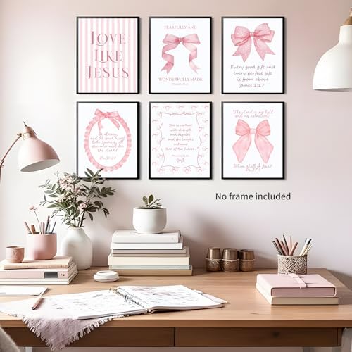 3 Piece Pink Bows Wall Art for Girls Room College Gifts for Girls 8x10 In - Image 5