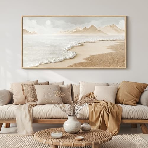 Framed Boho Coastal Ocean Wall Art, Extra Large Beach Decor, 30x60 Inch by Cuspin