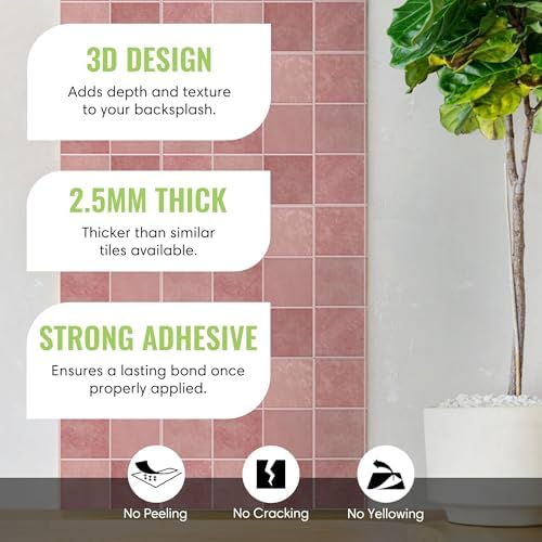 Select 5 Pack Peel and Stick Backsplash Square Tiles, 12x12 in - Image 2