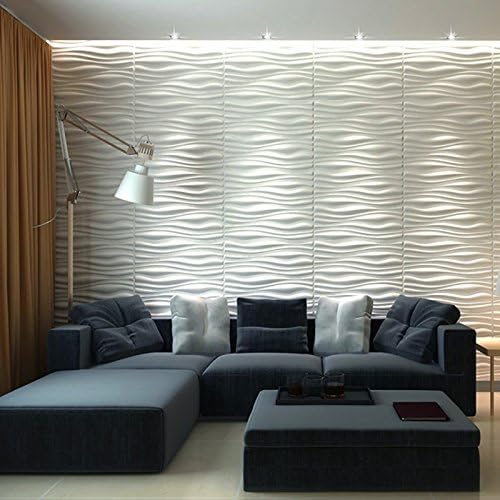 Art3d Decorative 3D Wall Panels Big Wave Deisgn, 31.5"x24.6" Matt White - Image 2