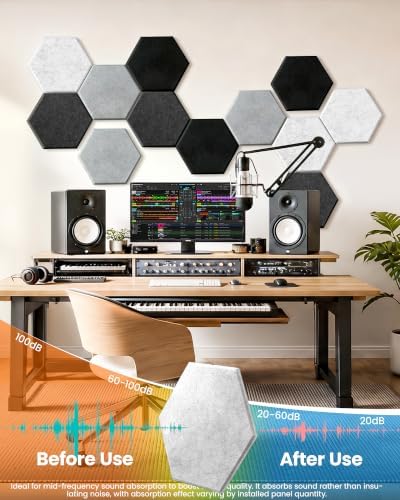 12 Pack Hexagon Self-Adhesive Decorative Acoustic Wall Panels - Image 3