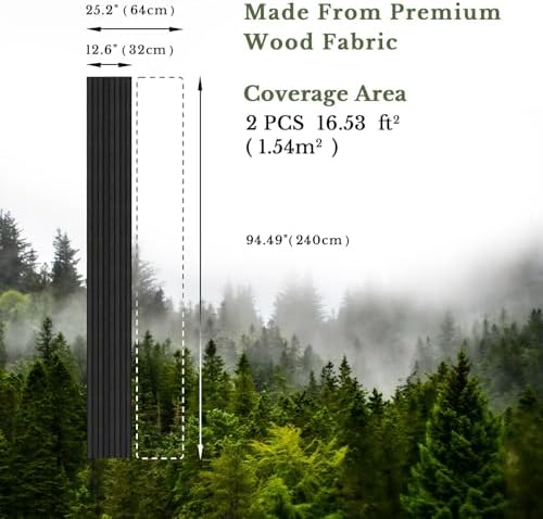 MISSDAY Wood Slat Acoustic Wall Panels, 2 Packs 94.5" x 12.6" Black Soundproof - Image 6