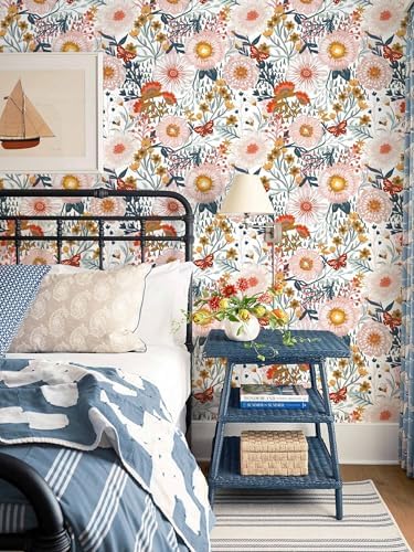 Dimoon Floral Wallpaper Peel and Stick Wallpaper Boho Retro Contact Paper - Image 2
