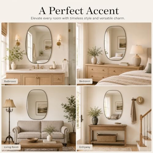 USHOWER Black Oval Bathroom Mirror 30x40 Inch - Image 7