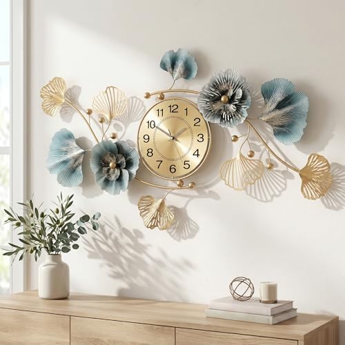 36" 3D Ginkgo Leaf Metal Wall Clock by Axioglo