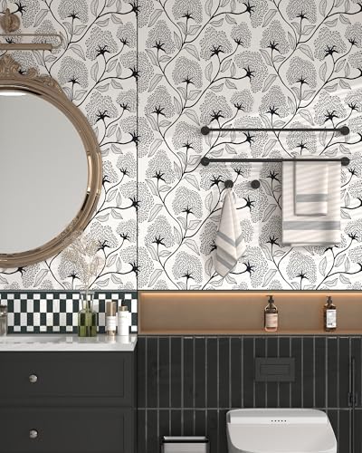 Peel and Stick Wallpaper Black and Beige Contact Paper 17.3"x393" - Image 5