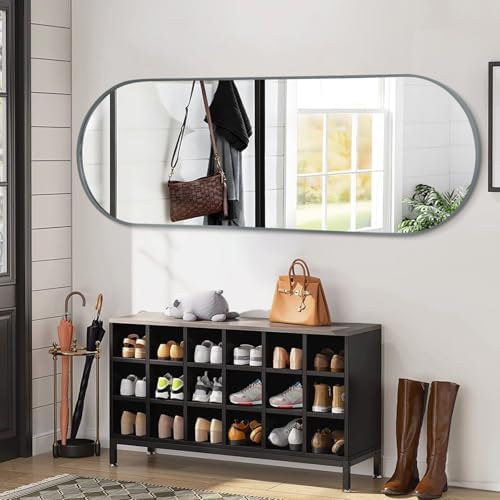 JJUUYOU Oval Full Length Bathroom Mirror 63"X32" Wall Mounted Vanity Metal - Image 7