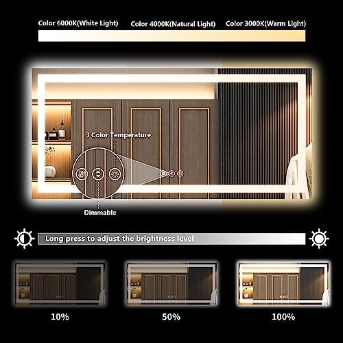 72x36 LED Bathroom Mirror with Lights, Lighted Vanity Mirror - Image 4
