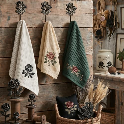 Hicarer 3 Pcs Cast Iron Antique Gold Rose Wall Hooks - Image 3