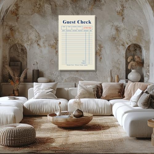 Blue Blank Guest Check Posters Trendy Retro Wall Art fun Diner Art Canvas Print - Image 5
