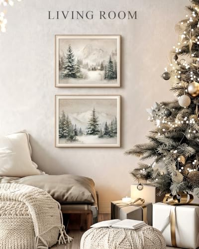VIYYIEA Framed Christmas Snow Forest Landscape Wall Art Set, 16x20 Inch - Image 3