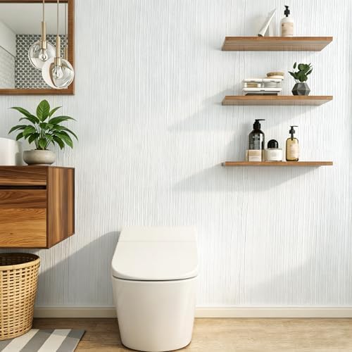 White Textured Wallpaper Peel and Stick Modern Striped Wallpaper Self Adhesive - Image 2