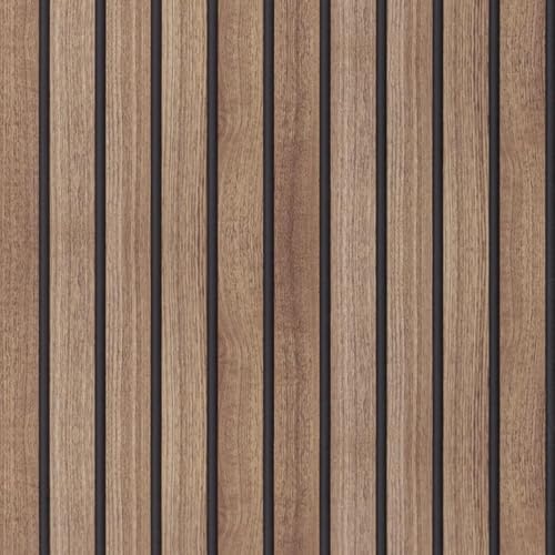 Wood Slat Panel Peel and Stick Wallpaper Brown Wooden Contact Paper by Abyssaly