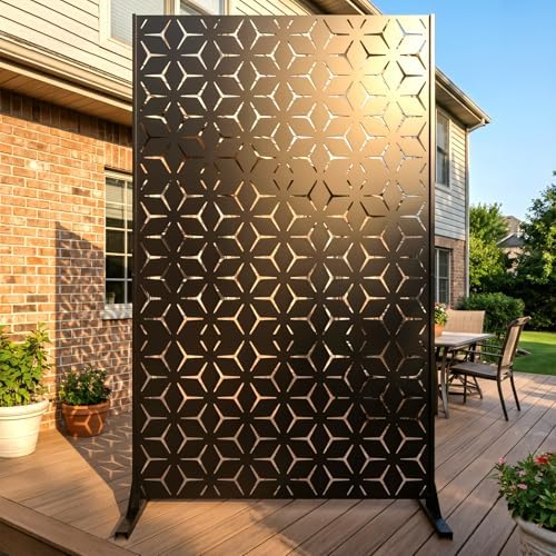 6FT Metal Privacy Screen Outdoor – Decorative Laser Cut Privacy Fence Panel by TALLYVERUS