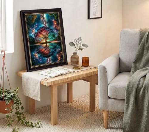 Black Gold Framed Tree of Life Canvas Wall Art Starry sky reflection Pictures - Image 5