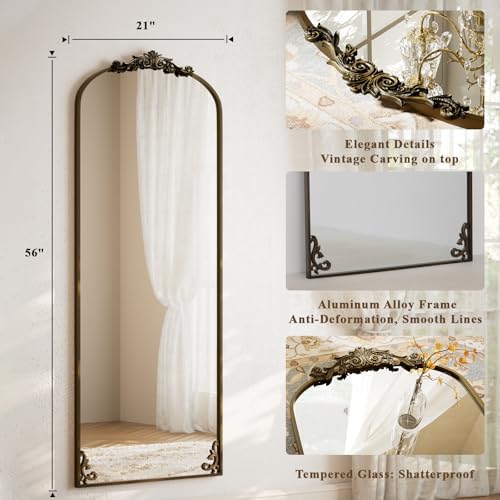 BEAUTYPEAK 56" x 21" Full-Length Baroque Arch Mirror - Image 4