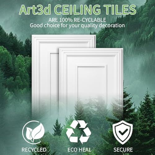 Art3d 3D PVC Ceiling Tiles 2x4 ft, 96 Sq.Ft, Rectangular White - Image 7