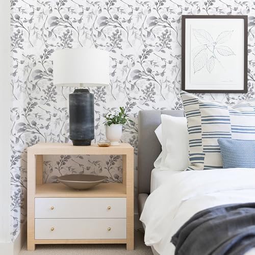 Orainege Gray Peel and Stick Wallpaper Floral Wallpaper Self Adhesive - Image 2