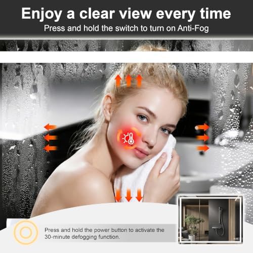 LED Bathroom Mirror with Lights, 30 x 40 Lighted Vanity Wall Mirror - Image 2