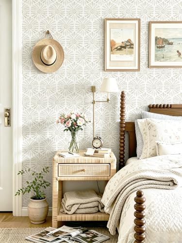 Safiyya Peel and Stick Wallpaper Beige Boho Contact Paper, 78.7"x17.3" Modern - Image 4