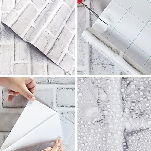 Hopeak White Brick Wallpaper, Self-Adhesive Peel and Stick Wallpaper Waterproof - Image 3