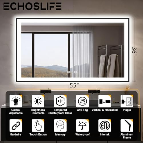 EchosLife 55x36 LED Bathroom Mirrors - Image 2