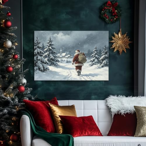 AVANT GARDE CANVAS Christmas Canvas Wall Art, Santa Claus Walking in Snow - Image 2