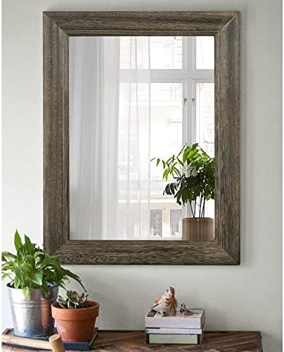 Retro Wall Mirror with Wood Framed Large Rectangle Hanging Mirrors 20"x16" - Image 3