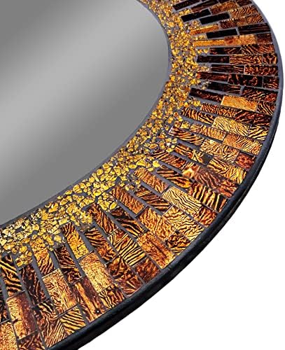 Lulu Decor, Decorative Handmade Amber Oval Mosaic Wall Mirror - Image 2