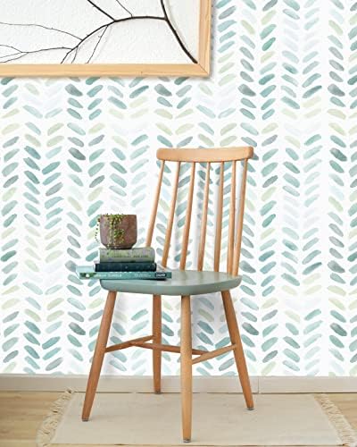 Sevalo Green White Peel and Stick Wallpaper Boho Contact Paper 17.3”×78.7” by Sevalo