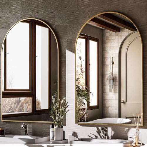 HARRITPURE Arched Wall Mirror 26"x38" Gold Arch Bathroom Vanity Mirror - Image 5