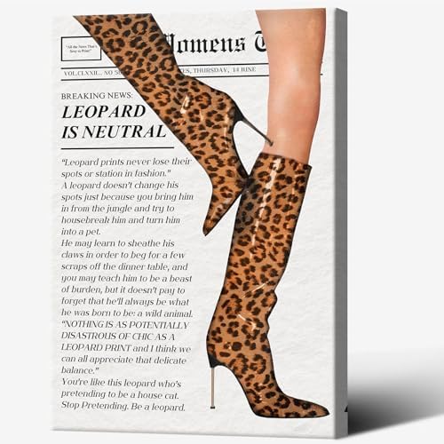 Trendy Newspaper Canvas Wall Art Trendy Leopard Room Decor Fashion Leopard by Unknown